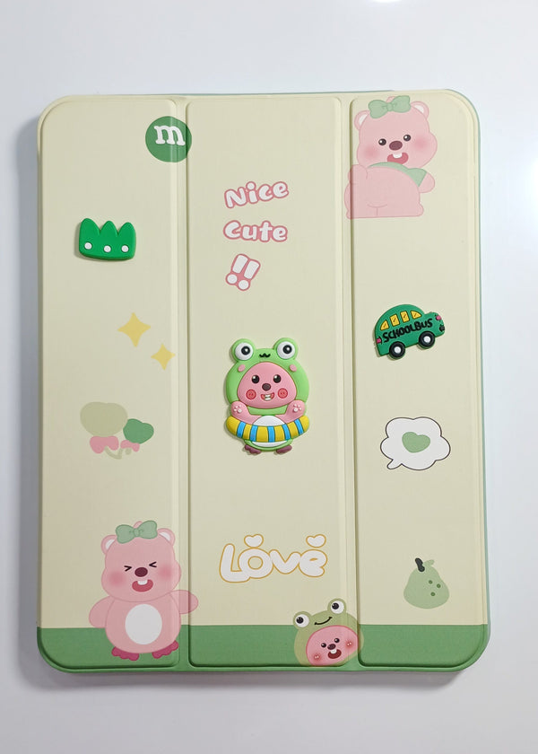 Lovely Bear & Froggy Flip Cover for iPad Air A16 & iPad 10th gen 2022