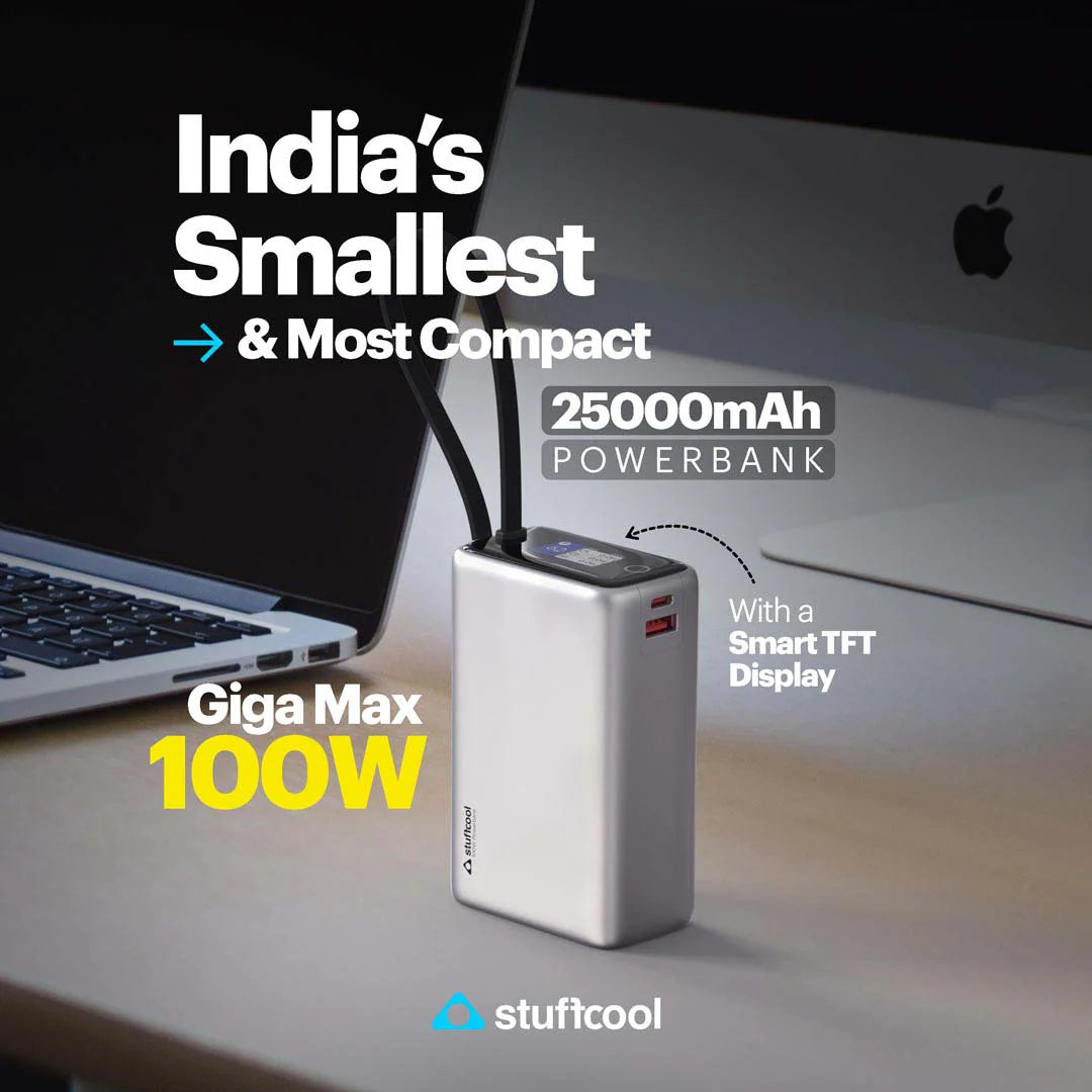 Stuffcool Giga Max Smallest 25000mAh 100W Power Bank
