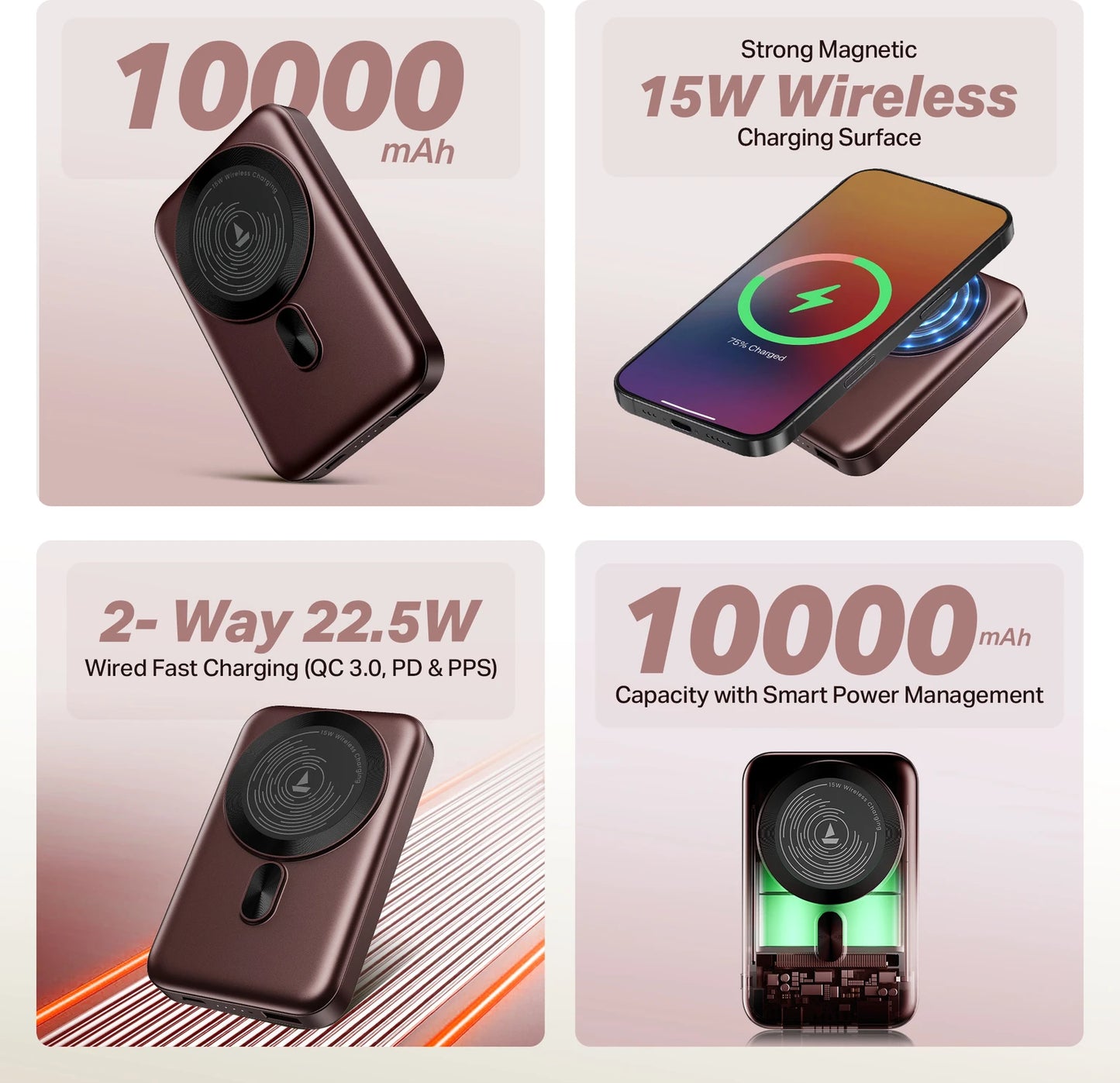 Boat EnergyShroom PB331 (Magsafe) 10000mAh Magnetic Wireless Powerbank