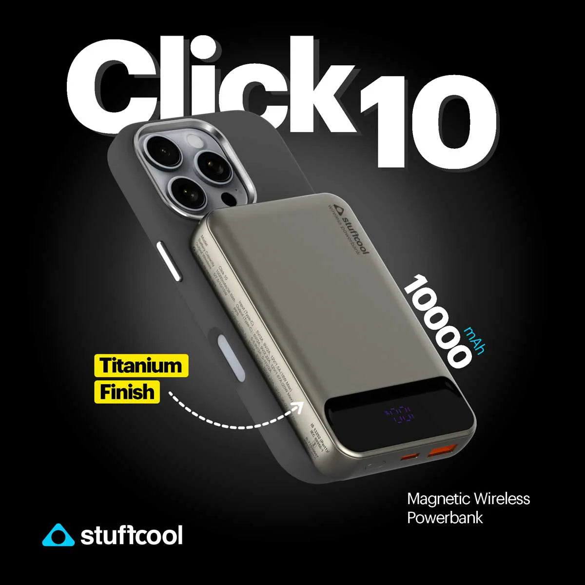 Stuffcool Click 10000mAh Slim Magnetic Wireless Powerbank