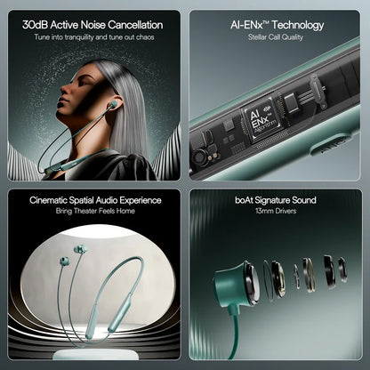 boAt Rockerz 210 ANC Wireless Neckband – 30dB ANC, 40H Playback, AI-ENx Calls, Bluetooth 5.3