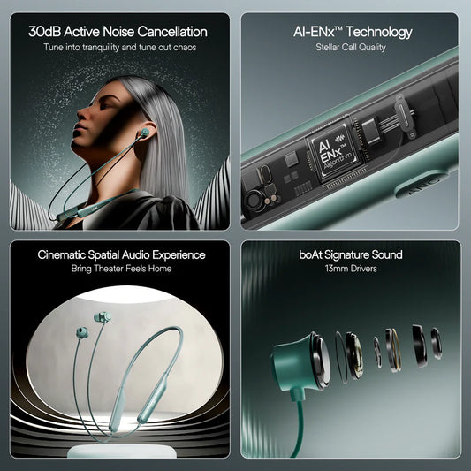 boAt Rockerz 210 ANC Wireless Neckband – 30dB ANC, 40H Playback, AI-ENx Calls, Bluetooth 5.3