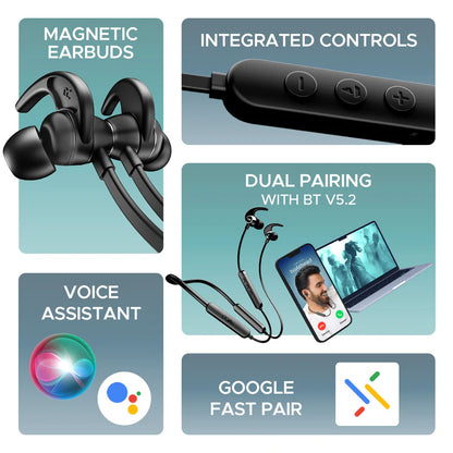 boAt Rockerz 255 Pro+ Wireless Neckband – 60H Playback, ASAP Charge, IPX7, 10mm Drivers