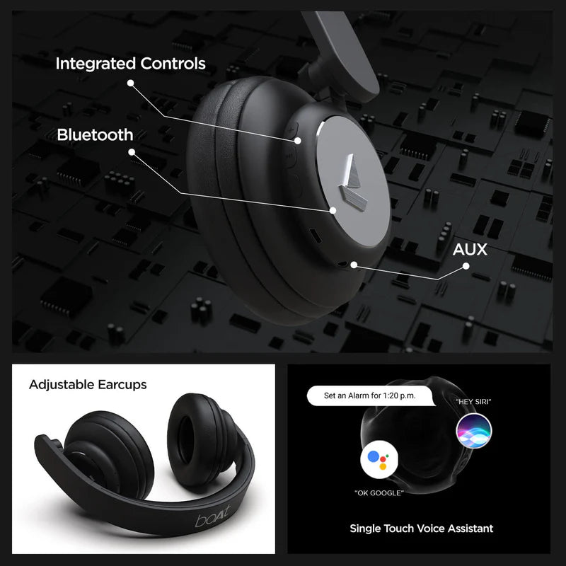 boAt Rockerz 450 Wireless Headphones – 15H Playback, 40mm Drivers, Bluetooth & AUX Mode