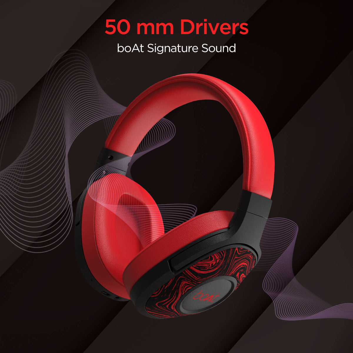 boAt Rockerz 550 Wireless Over-Ear Headphones – 50mm Drivers, 20H Playback, Bluetooth 5.0, AUX Mode
