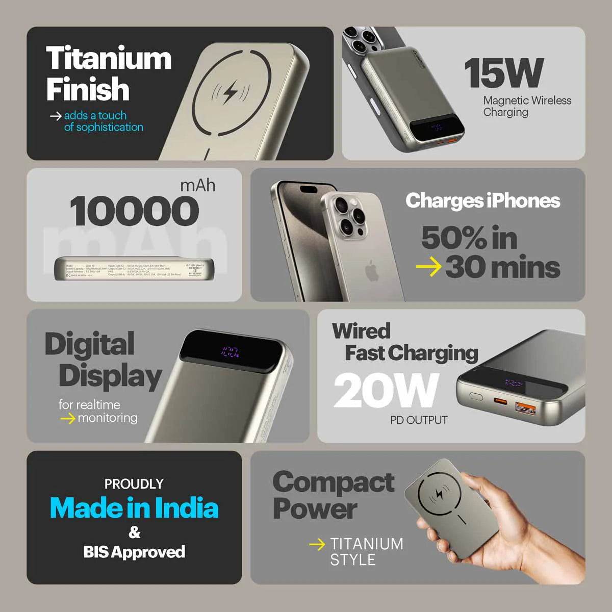 Stuffcool Click 10000mAh Slim Magnetic Wireless Powerbank