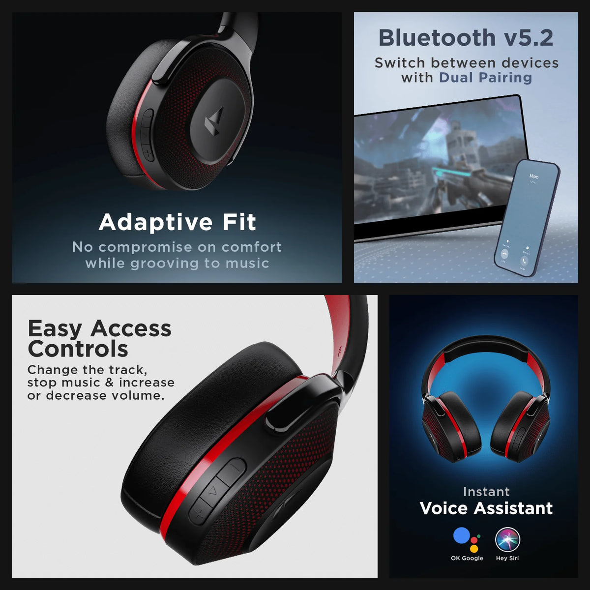 boAt Rockerz 425 Wireless Headphones – 25H Playback, BEAST Mode, 40mm Drivers, Bluetooth 5.2