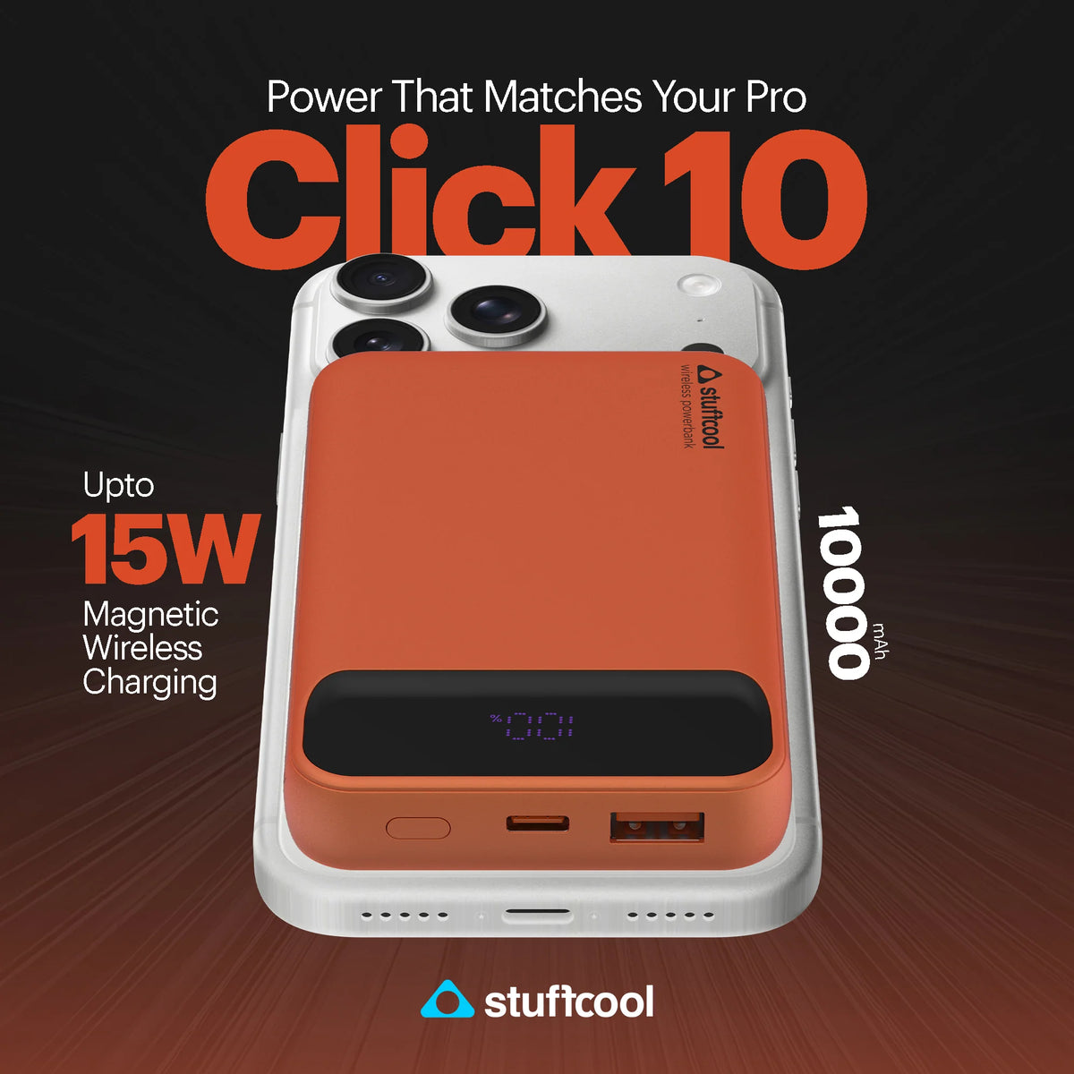 Stuffcool Click 10000mAh Slim Magnetic Wireless Powerbank