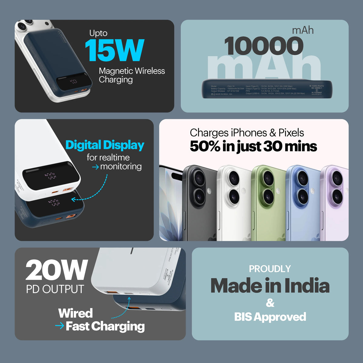 Stuffcool Click 10000mAh Slim Magnetic Wireless Powerbank